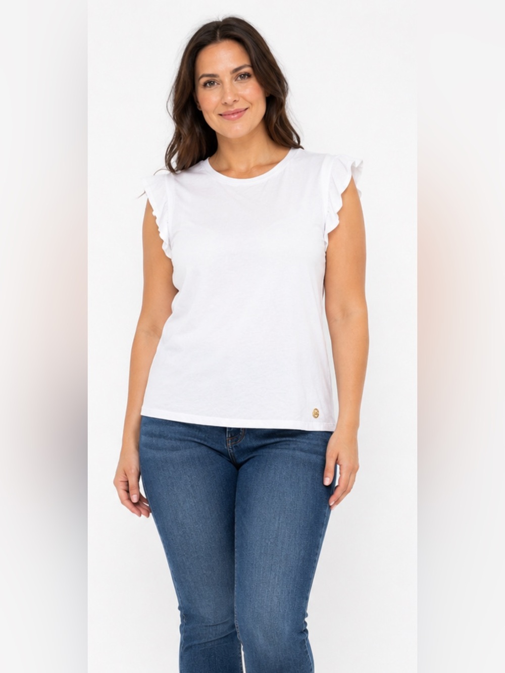 MICHAEL Michael Kors White Ruffle Sleeve Top – Size XL